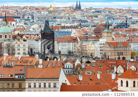 Panorama of old historic town Prague, in Czech Praha, Central Bohemia, Czech Republic 112989535