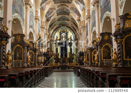 Interior of Strahov Monastery in historic town Prague, Central Bohemia, Czech Republic Interior of Strahov Monastery in historic town Prague, Central Bohemia, Czech Republic 112989548