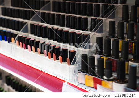 Nail polish in a cosmetics store Nail polish in a cosmetics store 112990214