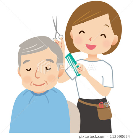 Care Beauty Visiting Beauty Hairstylist who trims the hair of elderly people 112990654