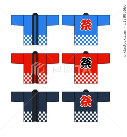 Festival/summer festival / Happi coat vector template illustration set Festival/summer festival / Happi coat vector template illustration set 112990660