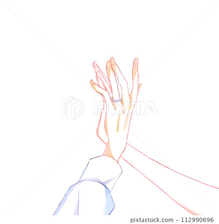 Overlapping hands of men and women, rings Overlapping hands of men and women, rings 112990696