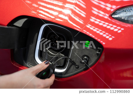 Close up of an electric car inlet 112990860