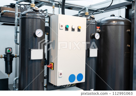 Gas tank with pressure gauge on a gas plant Gas tank with pressure gauge on a gas plant 112991063