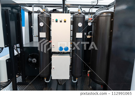 Gas tank with pressure gauge on a gas plant 112991065