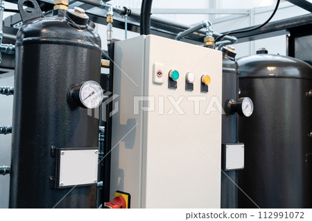 Gas tank with pressure gauge on a gas plant Gas tank with pressure gauge on a gas plant 112991072
