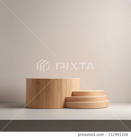 Wooden podiums for product presentation mockup 112991108