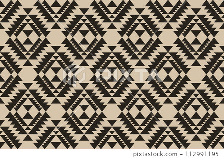 Navajo tribal vector seamless pattern. Native American ornament. Ethnic South Western decor style. Boho geometric ornament. Vector seamless pattern. Mexican blanket, rug. Woven carpet illustration. Navajo tribal vector seamless pattern. Native American ornament. Ethnic South Western decor style. Boho geometric ornament. Vector seamless pattern. Mexican blanket, rug. Woven carpet illustration. 112991195