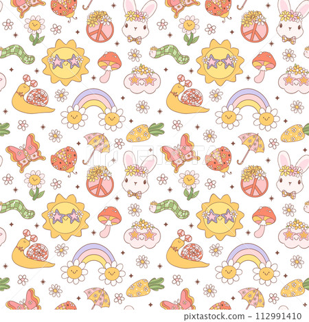 Retro spring pattern seamless doodle 112991410