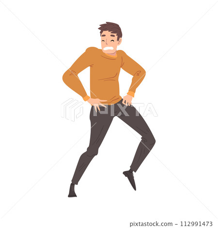 Scared and Panicked Young Man, Anxiety or Panic Attack, Shocked, Scared, Terrified or Depressed Person Vector Illustration 112991473