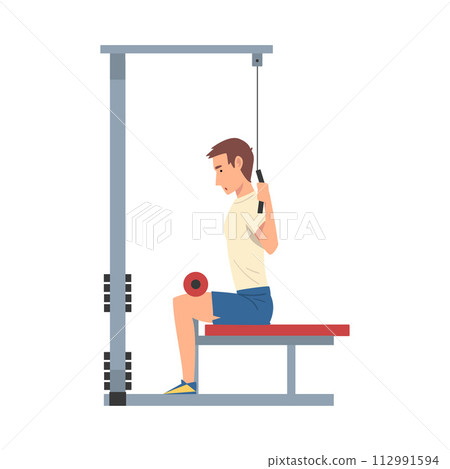 Man Training with Gym Machine Vector Illustration 112991594
