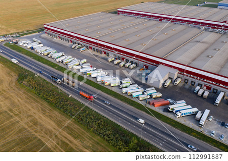 Aerial view of giant logistic center 112991887