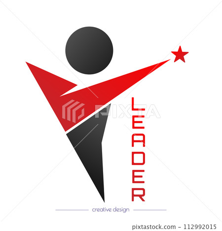 Leader. Template of a logo, sticker, brand or label for a creative idea. Flat style Leader. Template of a logo, sticker, brand or label for a creative idea. Flat style 112992015