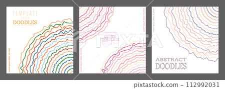 A polyline. A set of colored cover pages for a book, a catalog magazine. A template for a banner, poster and brochure. An abstract version of modern design 112992031
