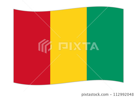 Waving flag of the country Guinea. Vector illustration. Waving flag of the country Guinea. Vector illustration. 112992048