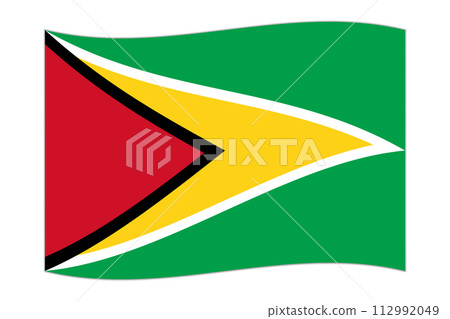 Waving flag of the country Guyana. Vector illustration. 112992049