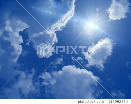 Blue sky and sun and clouds 112992214