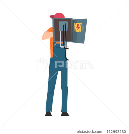 Male Electrician Engineer Checking Control Panel, Electricity Maintenance Service Worker Character Cartoon Style Vector Illustration Male Electrician Engineer Checking Control Panel, Electricity Maintenance Service Worker Character Cartoon Style Vector Illustration 112992280