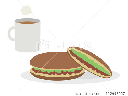 抹茶銅鑼燒和咖啡的插圖 112992637