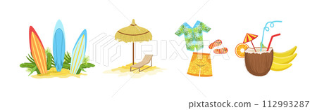 Hawaiian Object and Item of Beach Resort Vector Set Hawaiian Object and Item of Beach Resort Vector Set 112993287