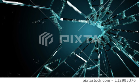 AI-generated content. Broken white crystal Ice Wall with Hole and Place For Your Text isolated on background. Ai generation 112993376