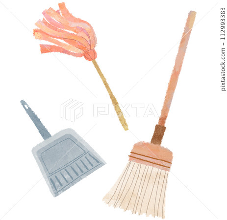 Broom, duster, dustpan, cleaning tools Broom, duster, dustpan, cleaning tools 112993383
