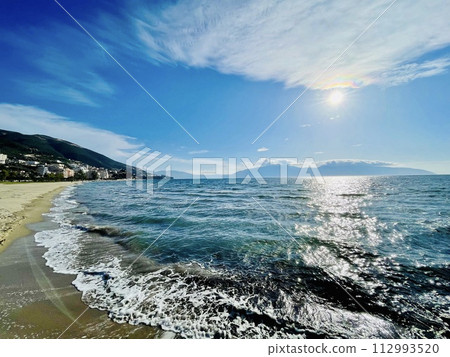 Summer cityscape of Vlore town. Adriatic sea, Albania. 112993520