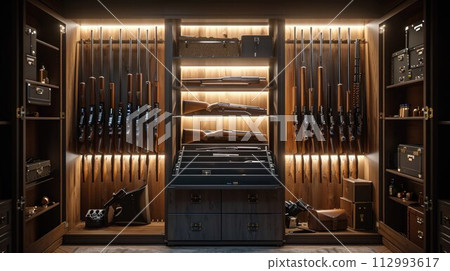 Wardrobe for weapons. safe storage of guns 112993617