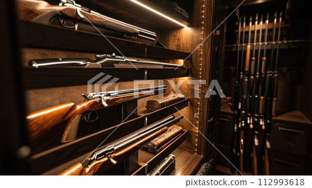 Wardrobe for weapons. safe storage of guns 112993618