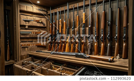 Wardrobe for weapons. safe storage of guns 112993620