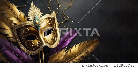 Carnival party celebration concept with elegant gold mask 112993755