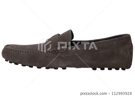 Dark Suede Moccasin Shoe, Side View Dark Suede Moccasin Shoe, Side View 112993928
