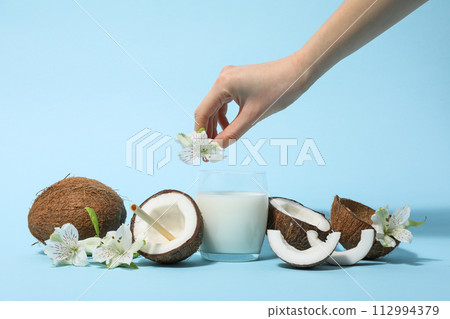 Coconut milk, concept of tasty and natural drink 112994379