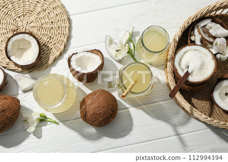 Coconut water, concept of tasty and natural coconut drink 112994394