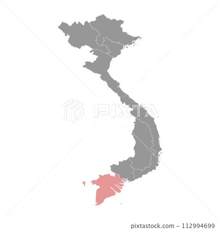 Mekong Delta region map, administrative division of Vietnam. Vector illustration. 112994699