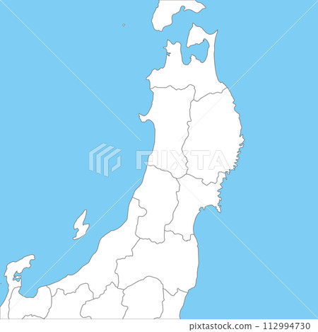 東北地區的簡單空白地圖，包括縣界，包括新潟縣 112994730