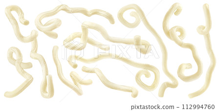 Udon noodles isolated on white background with clipping path, full depth of field Udon noodles isolated on white background with clipping path, full depth of field 112994760
