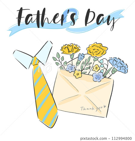 黃色康乃馨花，裝飾，父親節簡單手繪插畫 112994800