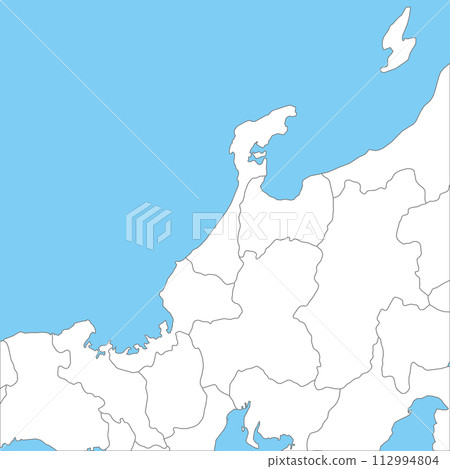 A simple blank map of the Hokuriku region, including prefectural boundaries 112994804