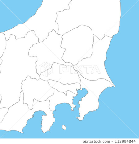 A simple blank map around the Kanto region, including prefectural boundaries, including Yamanashi Prefecture 112994844