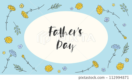 康乃馨背景框架靈感來自父親節，簡單的手繪插圖 112994871
