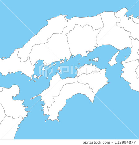 A simple blank map of the Shikoku region, including prefectural boundaries 112994877