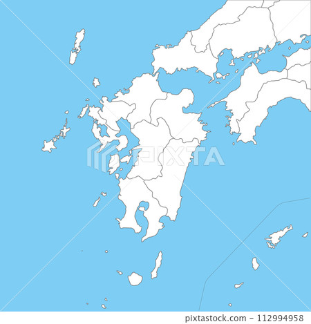 A simple blank map of the Kyushu region, including prefectural boundaries 112994958