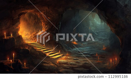 Candle is lit in the cave for good wishes Candle is lit in the cave for good wishes 112995186