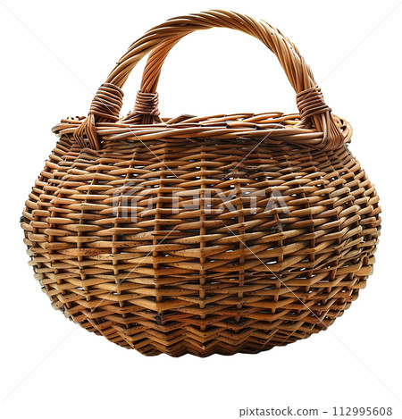 Handmade Basket Woven with Natural Fibers for Rustic Home Decor, Generative Ai Handmade Basket Woven with Natural Fibers for Rustic Home Decor, Generative Ai 112995608