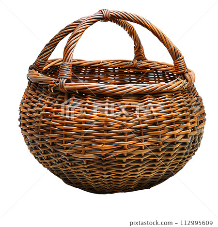 Handmade Basket Woven with Natural Fibers for Rustic Home Decor, Generative Ai 112995609