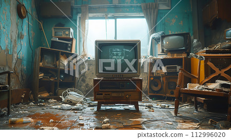 Television Screen's Technical Malfunction Digital Disruption, Generative Ai 112996020