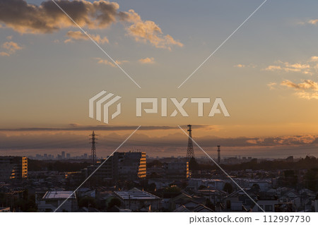 住宅區的日出，日出，住宅區的早晨，清晨，朝霞，朝陽，太陽 112997730