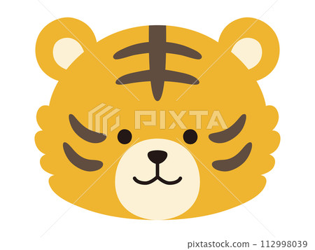 可愛虎臉的向量圖。圖標、動物、老虎 可愛虎臉的向量圖。圖標、動物、老虎 112998039