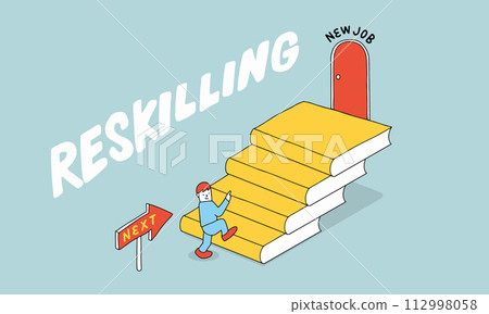 Reskilling: An image of taking on a new job by leveraging your past experience and career 112998058